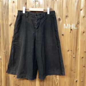 MHL.＊マーガレットハウエル 日本製 レディース1 ミディパンツ ハーフパンツ ワイドパンツ 綿麻 涼感 春夏 カジュアル 古着