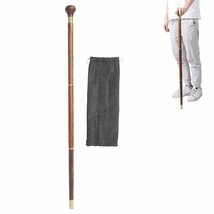 木の杖、3つのセクションの天然木の杖、男性または女性のための手作りの木製のオフセット杖、黒檀の木で作られたハイキング/杖_画像1