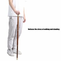 木の杖、3つのセクションの天然木の杖、男性または女性のための手作りの木製のオフセット杖、黒檀の木で作られたハイキング/杖_画像2