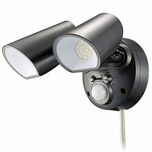 オーム電機 monban LEDセンサーライト 屋外用 人感センサー 自動点灯 2000ルーメン 2灯 LS-AS200