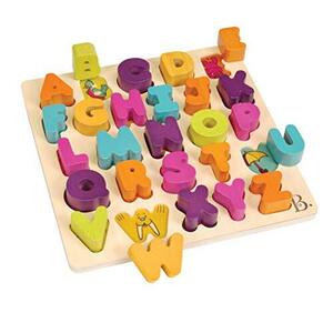 B. toys 木製アルファベットパズル 型合わせパズル ブロック26ピース 木のおもちゃ 1歳半~ 正規品