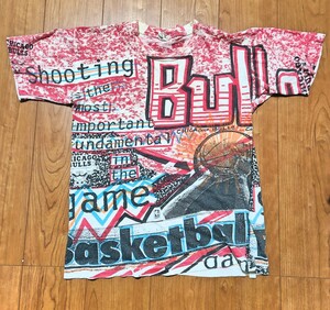 マジックジョンソン 90s NBA シカゴブルス 両面プリント 半袖 Tシャツ レッド系 MAGIC JOHNSON TS バスケットボール 古着 USA製 ビンテージ