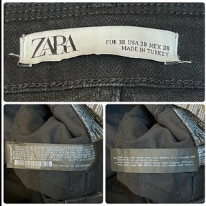 メンズ パンツ ZARA ザラ ジーンズ デニム 加工 ブラック 黒 スリム スキニー FE967 / W30 全国一律送料520円の画像2