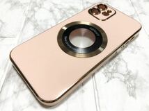 実物写真あり iPhone12 ケース MagSafe pink gold ピンク ゴールド ピーチ ピーチファズ 桃 金 iPhone 耐衝撃 ワイヤレス充電 レンズ保護_画像3