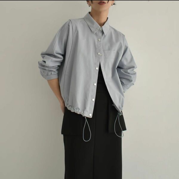 lavish gate tops-02455　ドローストリング ドルマン シャツ　ライトブルー