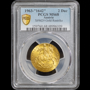 【最高鑑定4枚のみ】1963-"1642" オーストリア 2ダカット 金貨 リストライク PCGS MS68/アンティーク モダン コインの画像4