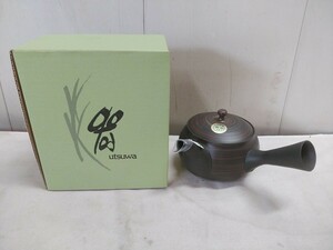 未使用!! 常滑焼 急須【 陶仙三色練込つば丸茶切急須 】未使用在庫品 お茶 