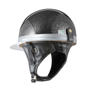 ヘルメット コルク半キャップ 三つボタン ブラックラメ 半ヘル 57cm～60cm未満 半帽 バイクパーツセンターの画像3