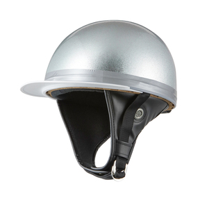 ヘルメット コルク半キャップ 三つボタン シルバーラメ 新品 半ヘル 57cm～60cm未満 半帽 バイクパーツセンターの画像1