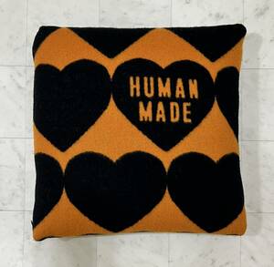 【美品】HUMAN MADE ヒューマンメイド ハート クッション 44cm×44cm オレンジ×ブラック