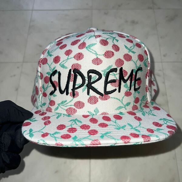 【新品】Supreme シュプリーム【Cherries 5-Panel】23SS チェリーズ 5パネル キャップ Free ホワイト レッド