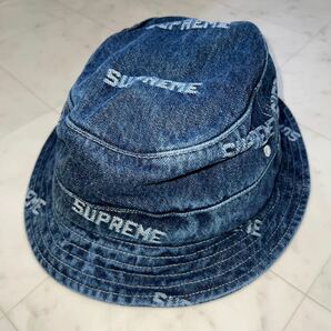 【新品】Supreme シュプリーム【Logo Denim Crusher】19SS ロゴ デニム クラッシャー ハットM/Lブルーの画像1