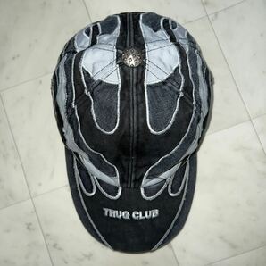 【美品】THUG CLUB サグクラブ【Chopper Flame Stud Cap】チョッパーフレーム スタッズ キャップ ブラック×グレーの画像8