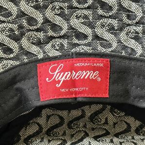 【新品】Supreme シュプリーム【Monogram DenimCrusher Black】21AW モノグラム デニム クラッシャー ハットM/Lブラックの画像7