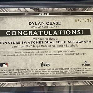 【399枚限定】 Topps Dylan Cease サイン ホワイトソックス パッチの画像2