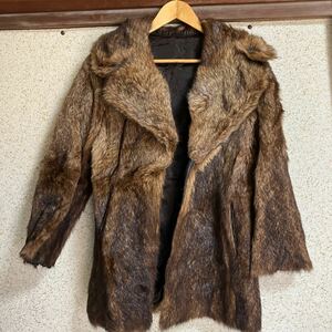 最高級毛皮 ファーコート/ファージャケット ハーフコート リアルファー ブラウン系 毛皮コート 着丈75センチ　保管品　
