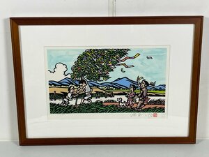 滝平二郎 郷愁の四季 夏 七夕さま オリジナル 木版画 131/950 限定950点 60周年記念 サイン入り 額縁 認定書付き 【現状品】