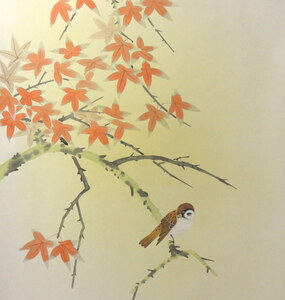 Art hand Auction JY1306◆◇Hanging scroll Suiho Ikeda Autumn leaves Shakugotachi Contemporary artist's new hanging scroll◇◆Early autumn late autumn Japanese painting, painting, Japanese painting, flowers and birds, birds and beasts
