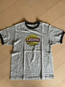 美品 WAREHOUSE ウエアハウス Tシャツ Lot 4601 サイズM『KINGS』リンガー 霜降りグレーボディ 両面 染み込み 多色 プリント