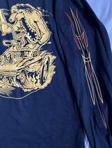 【希少】USA製 レア品 ヴィンテージ DEAD STOCK 90s ラットフィンク RAT FINK 長袖 Tシャツ ピンストライプ サイズM ED ROTH ホットロッド_画像10