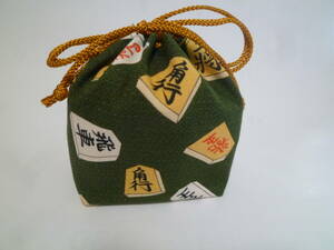  shogi piece sack cotton made piece pattern moss green 