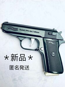 新品ハンドガン型ピストル型ライター拳銃型ガスライターターボライターPPKブラック　ホルスター付き　ナイフ付き