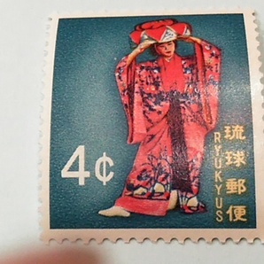 琉球切手ー85 《民族舞踊》切手〈英字入〉 伊野波節 ４￠ の画像1