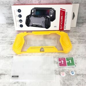 【未使用】 【LEYUSMART】 Switch Lite 対応 プロテクターケース イエロー 画面保護フィルム サムキャップ 付き 軽量 保護カバー