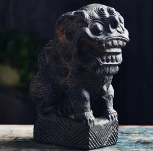 中国 ライオン 狛犬 1匹 茶寵 茶置物 鎮紙 茶道 置物 中国美術 装飾 収蔵コレクション sux094