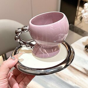 新品　不規則　ティーカップ　コーヒーカップ　ソーサー　洋食器　茶器　2点セット　インテリア　プレゼント　ZH129