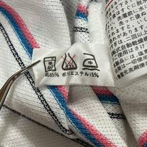 CHEMISE LACOSTE ラコステ ビンテージ ボーダーロゴ 文字ワニ ワッペン ボタン リブ 半袖 ポロシャツ ホワイト ピンク ブルー ブラック 42_画像9