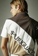 1PIU1UGUALE3 GOLF DIAGONAL STRIPES S/S POLO WHITE/BEIGE/BROWN ダイアゴナルストライプポロシャツ　定価31,900円_画像2