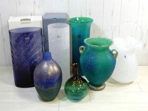 まとめ売り! カメイガラス KURATA CRAFT GLASS 北一硝子 ナルミ IWATA GLASS など 花瓶 7点 ※現状渡し 【3764ko】