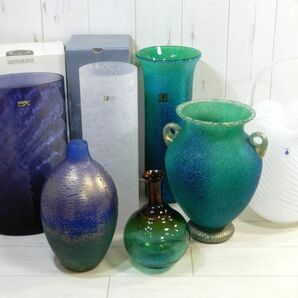 まとめ売り! カメイガラス KURATA CRAFT GLASS 北一硝子 ナルミ IWATA GLASS など 花瓶 7点 ※現状渡し 【3764ko】の画像1