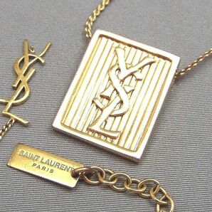 1円〜!! YSL/イヴ・サンローラン ロゴプレート ペンダントネックレス＆ブレスレット/ジャンク品 アクセサリー 2点セット 【7254y1】の画像1