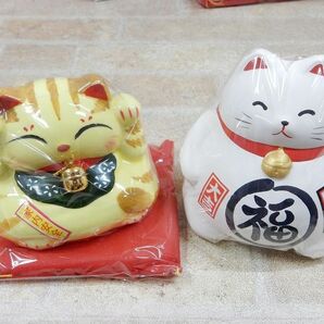 招き猫/まねきねこ/招きネコ 陶器製etc 貯金箱/置物/縁起物 セット 【7349y1】の画像4