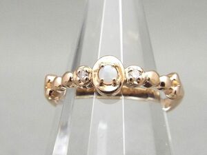 1円〜!! agete/アガット K10 オパール ダイヤモンド 0.02ct ピンキーリング/指輪/アクセサリー 5号 【7229y1】