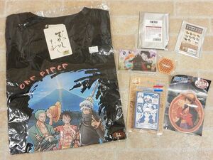 未使用品! ONE PIECE/ワンピース むかしむかし 立体プリント Tシャツ LLサイズ/ステッカー/アクスタetc グッズセット 【6875y1】