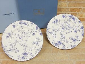 良品! WEDGWOOD/ウェッジウッド BLUE PLUM/ブループラム ディナープレート/皿 27cm 2点セット 【7591y1】