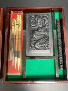 *a-216 China calligraphy set calligraphy box . character tool calligraphy high class writing brush weight . dragon sculpture high class wool writing brush 