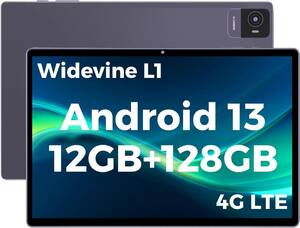 Android 13 タブレット 10.5インチ、VETOO V10 Pro、T616 8コア、12GB (6+6仮想) RAM、128GB ROM、1TB拡張可能、Widevine L1対応