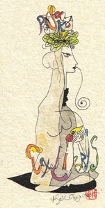 蔵書票 豊泉朝子 エクスリブリス 落款印 版画 プリント girl 2