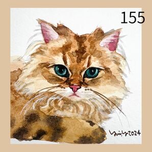 猫の絵155 水彩画 原画