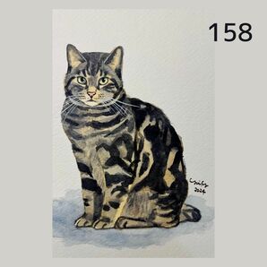 猫の絵158 水彩画 原画