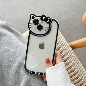 【新着商品】iphone13 ケース 韓国 透明 可愛い 猫耳 黒 ハローキティ スマホケース スマホカバー 薄型 シンプル ソフ