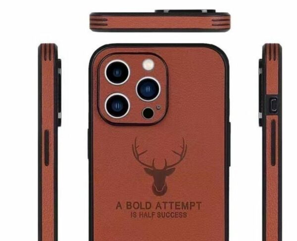 【新品】iPhone15plus　携帯ケース　　鹿　ブラウン　