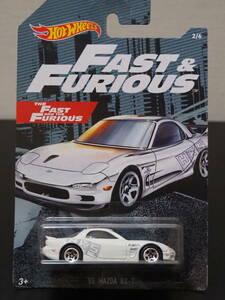 ホットウィール 95 MAZDA RX-7 FD 白 The Fast and the Furious 2/6 ワイルドスピード サバンナ ミニカー ドミニク HKS 仕様 HOT WHeeLs 