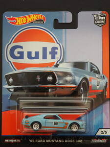 ホットウィール　‘69 FORD MUSTANG BOSS 302 Gulf　フォード ム スタング ボス ガルフ ロールバー 入り CAR CULTURE HOT WHeeLs 