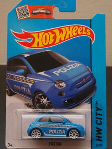 HOT WHeeLs FIAT 500 POLIZIA 青 イタリア 警察 車両 フィアット ミニカー ポリス ポリッツァ パトカー ホットウィール