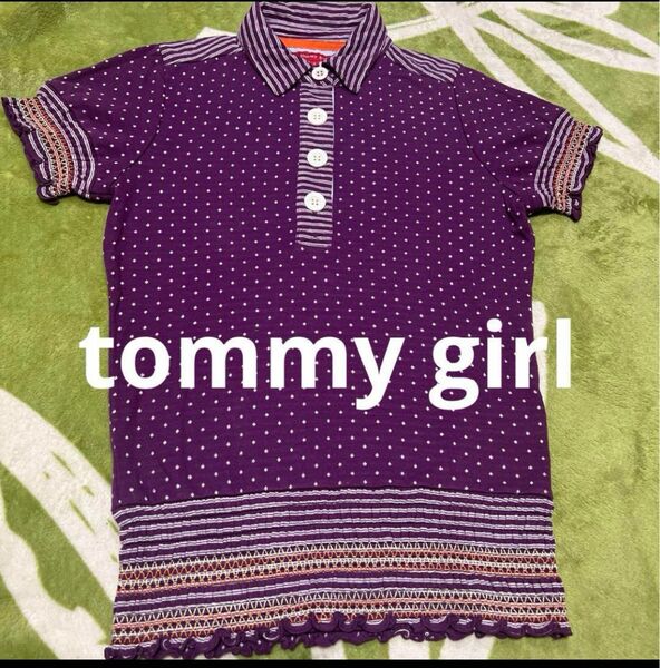 Sサイズ　tommy girl　トミーガール　パープル トップス カットソー　 半袖ポロシャツ ポロシャツ　